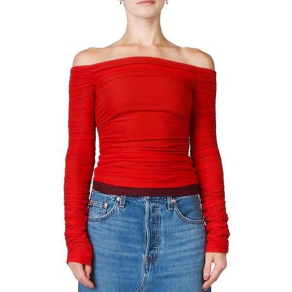 SIMON MILLER Mesh NAI Long Sleeve Top in Lava Red Medium - Picture 1 of 9